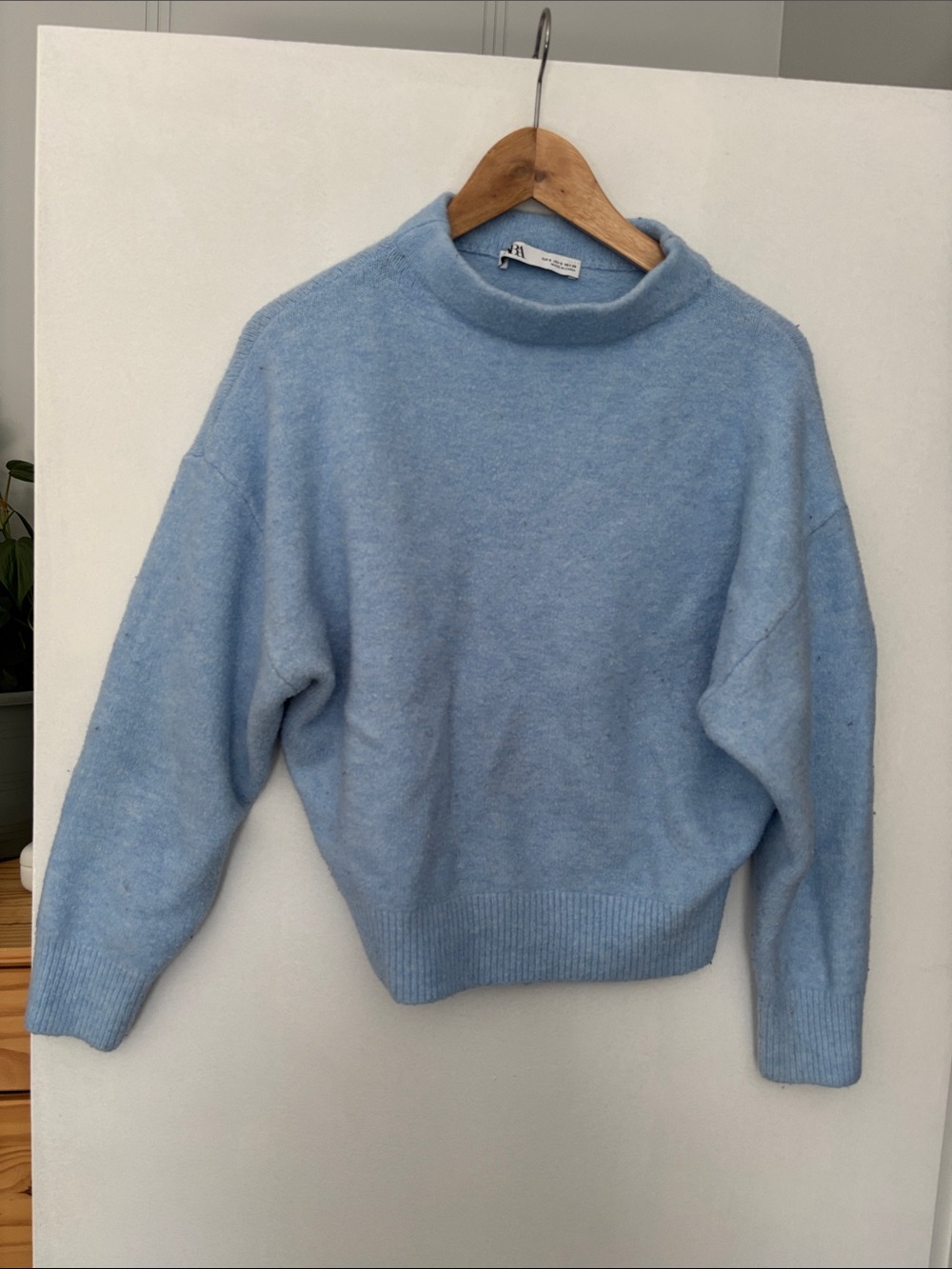 Light Blue Mock Neck Women's Sweater